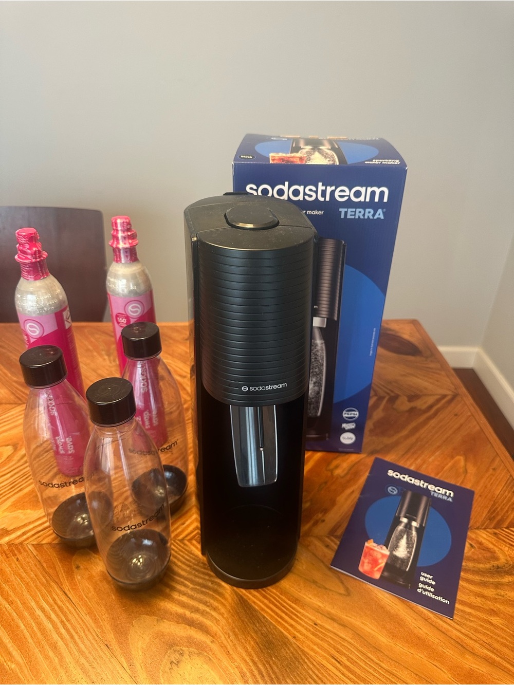 SodaStream Terra Black Home Soda Maker with Bottles